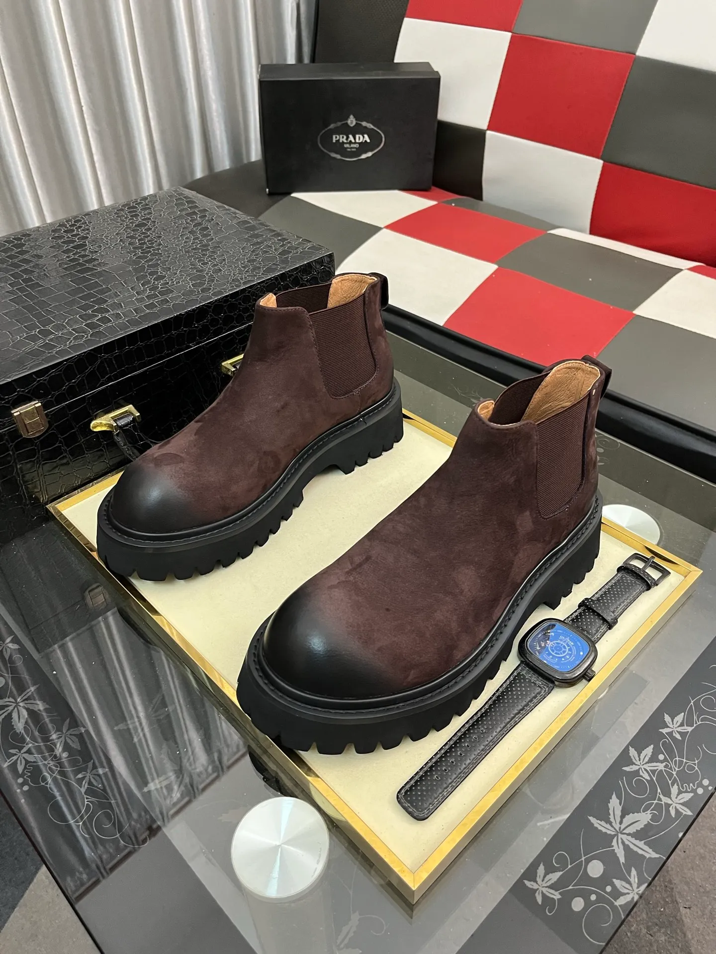 Men's shoes 💰560⌚️⌚️【PRADA】Prada - High-end quality original order·Formal leather shoes - Upper: imported 🔝 tumbled calf leather, hand-stitched mark thread, brand metal fastener cross-arm decoration - Lining: water-dyed cowhide - Outsole: ultra-light TR·rubber; molded outsole -Super high quality control·Fine workmanship: highlighted (high-end·luxury·grade) -Size :38-44